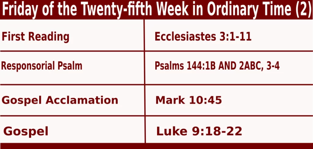 Mass Readings for September 23 2022 bible quotations