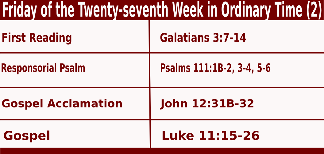 Daily Mass Readings for October 7 2022, Friday of 27th Week in Ordinary Time