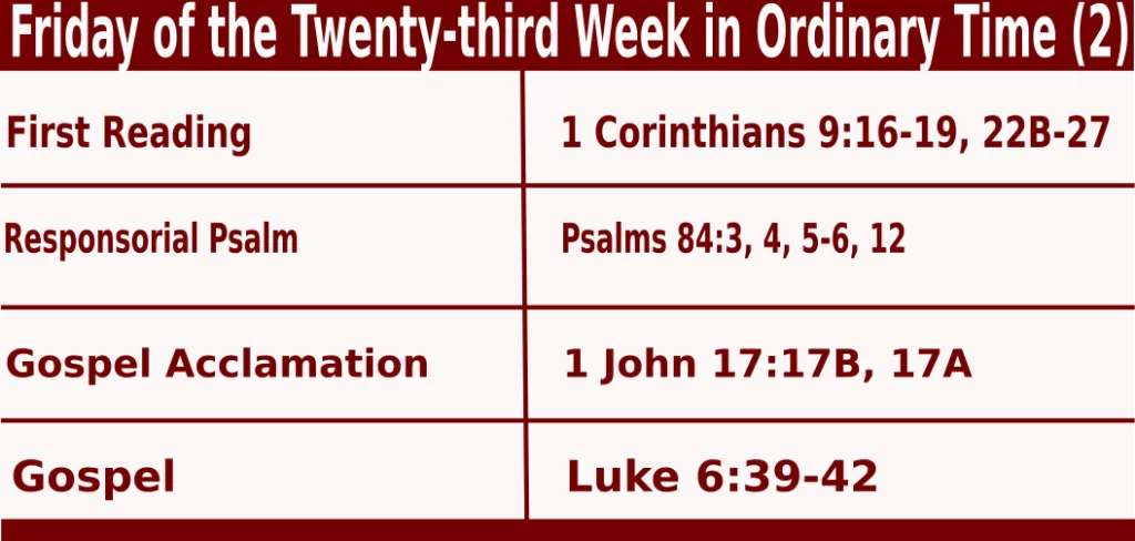 Mass Readings for September 9 2022 bible quotations