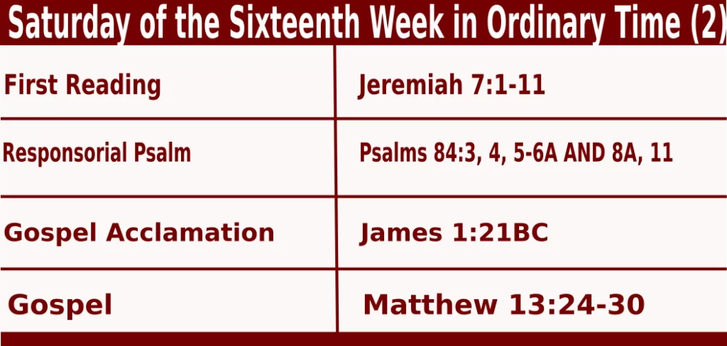 Mass Readings for July 23 2022 Bible Quotations