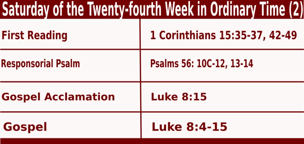 Mass Readings for September 17 2022 bible quotations