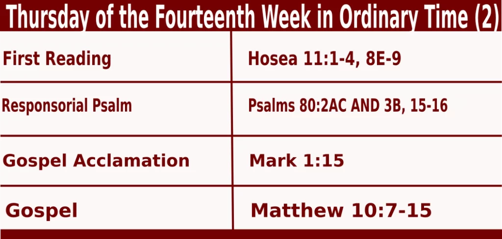 Mass Readings for July 7 2022 Bible Quotations