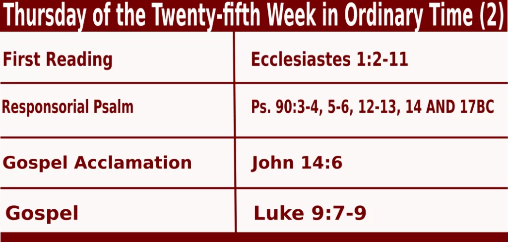 Mass Readings for September 22 2022 bible quotations