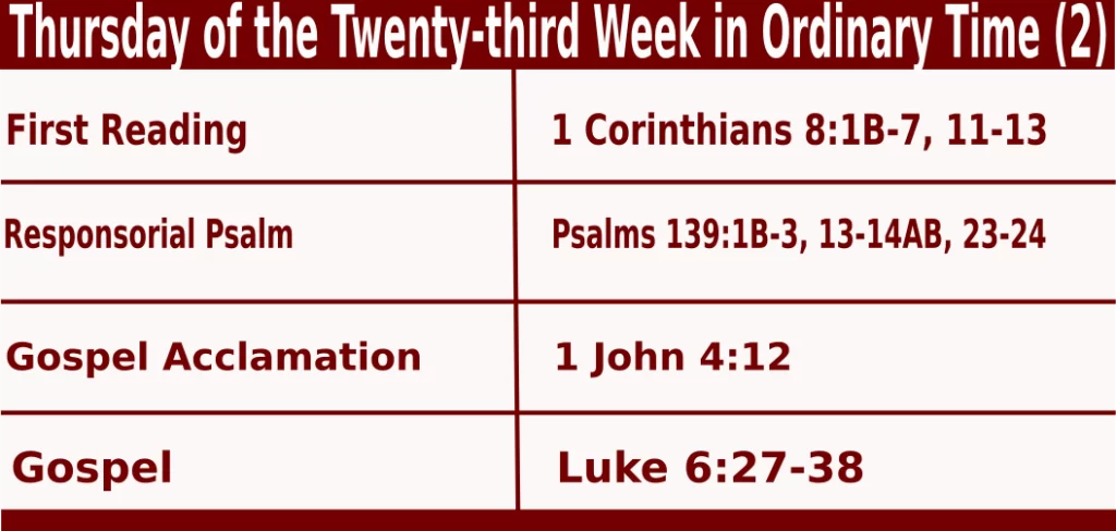 Catholic Mass Readings for September 12 2024, Thursday of the Twenty-third Week in Ordinary Time 