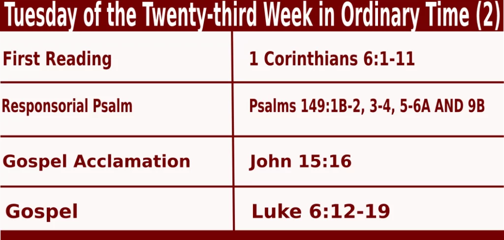 Mass Readings for September 6 2022 bible quotations