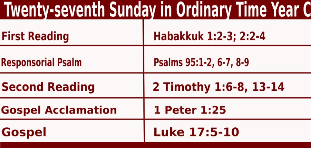 Catholic Mass Readings for October 5 2025, Twenty-seventh Sunday in Ordinary Time Year C