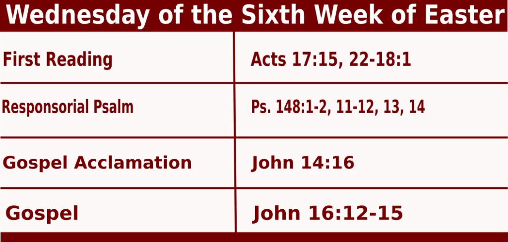 Wednesday of the Sixth Week of Easter